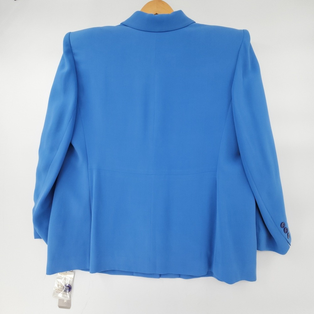Jones New York Skirt Suit 16W Silk Blue 3 Button Business Office Luxury NEW $352 - Picture 3 of 15